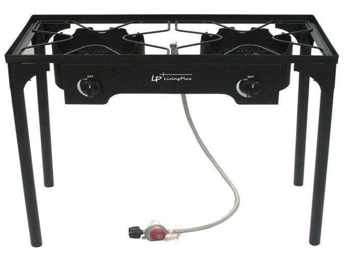 LP LIVING PLUS Heavy Duty Cast Iron 2 Burner Stove, 140000 BTU, Auto Ignition