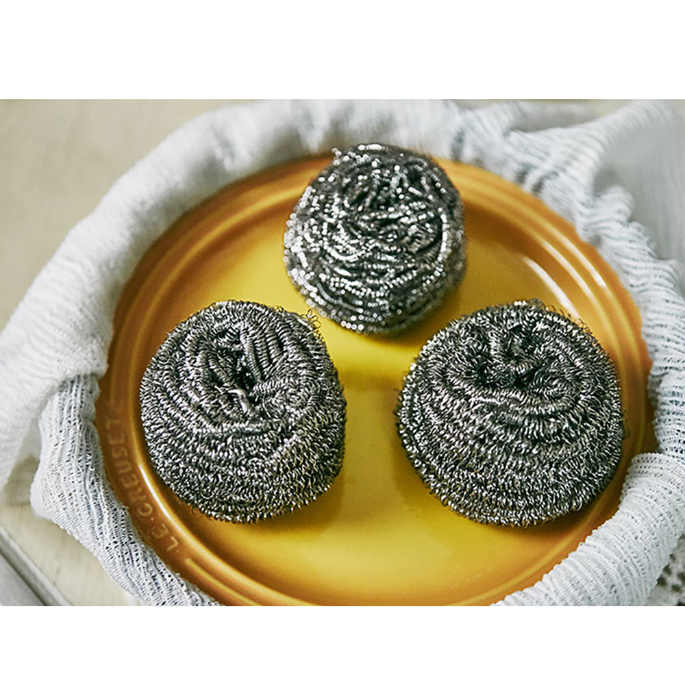 Korean Stainless Steel Scrubber for Dishes, Pots and Pans, Easy Scouring, 3 Piece Set
