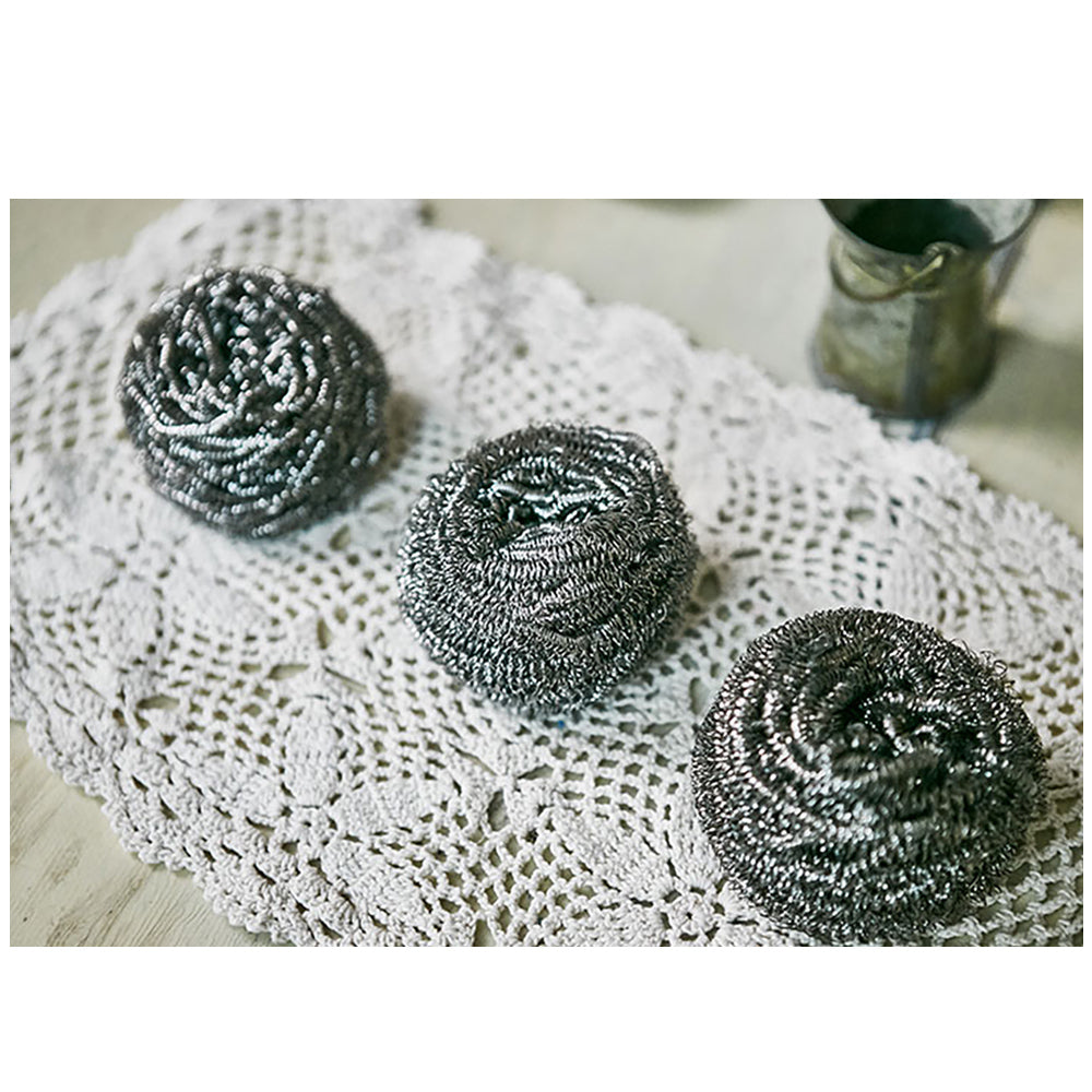 Korean Stainless Steel Scrubber for Dishes, Pots and Pans, Easy Scouring, 3 Piece Set