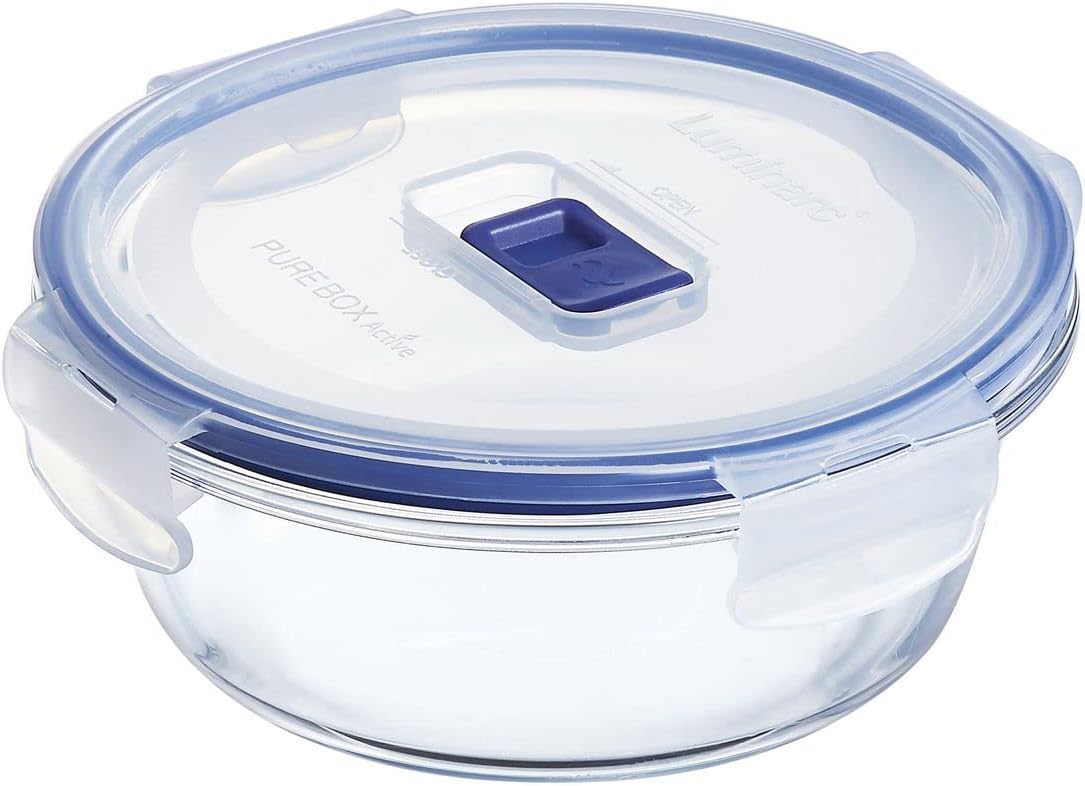 Luminarc Pure Box Active Glass Food Storage Container (Round 2.8 Cups/ 670ML)