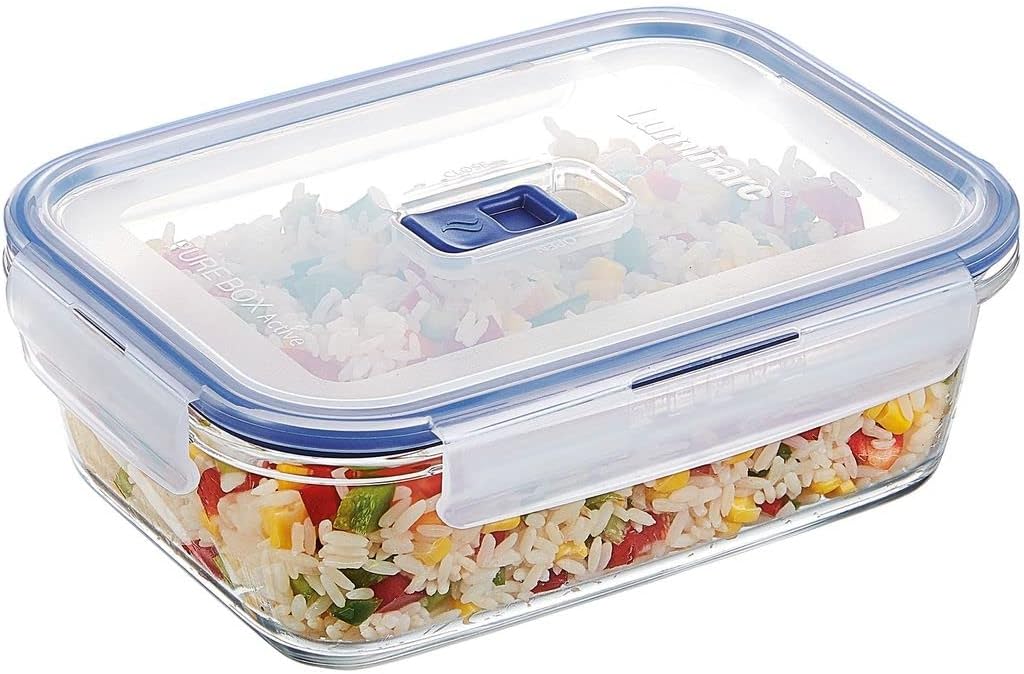 Luminarc Pure Box Active Glass Food Storage Container (Rect, 5 cups/1220ml)