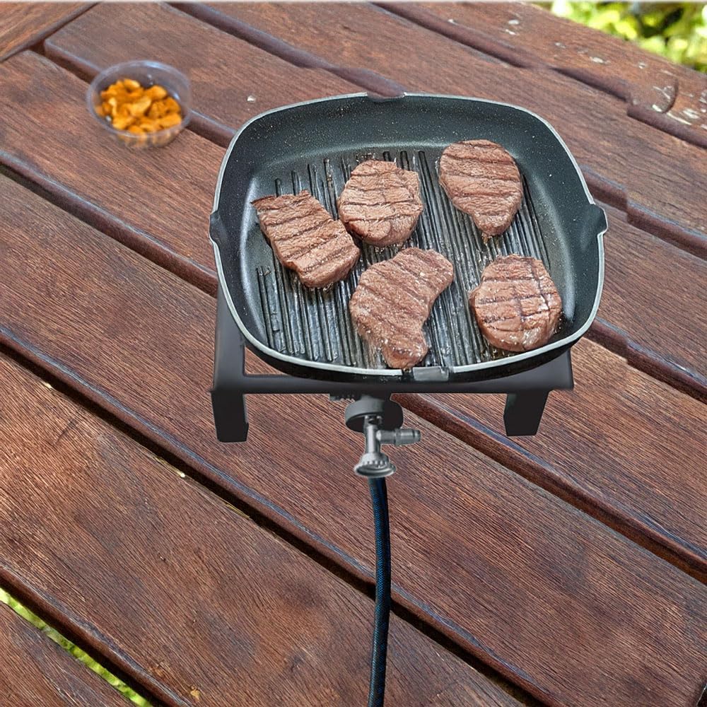 Portable Single Propane Burner Angle Iron, 4Ft Hose, for Outdoor Cooking