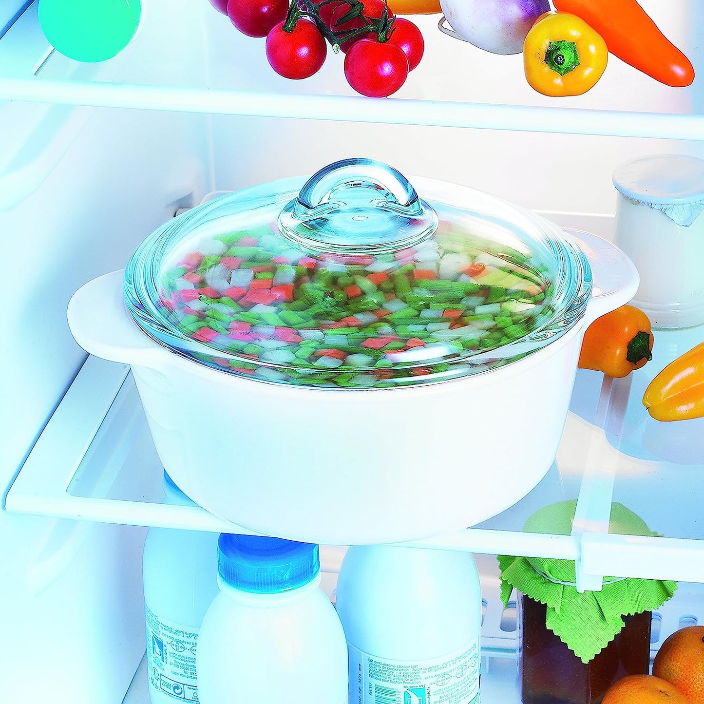 Luminarc Vitro Blooming Round Ceramic Casserole Dish With Lid, 5 Quart, White
