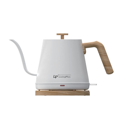 LP Living Plus Electric Gooseneck S/S Kettle, 1200W Quick Heating,One touch, 0.8L, White