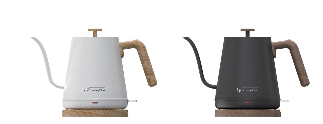 LP Living Plus Electric Gooseneck S/S Kettle, 1200W Quick Heating,One touch, 0.8L, White