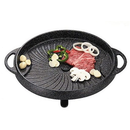 New Picnic Korean BBQ Nonstick Cerastone Marble Grill Pan Roaster for Grilling indoor or outdoor (Round)