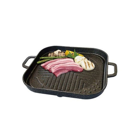 New Picnic Korean BBQ Nonstick Cerastone Marble Grill Pan Roaster for Grilling indoor or outdoor (Square)
