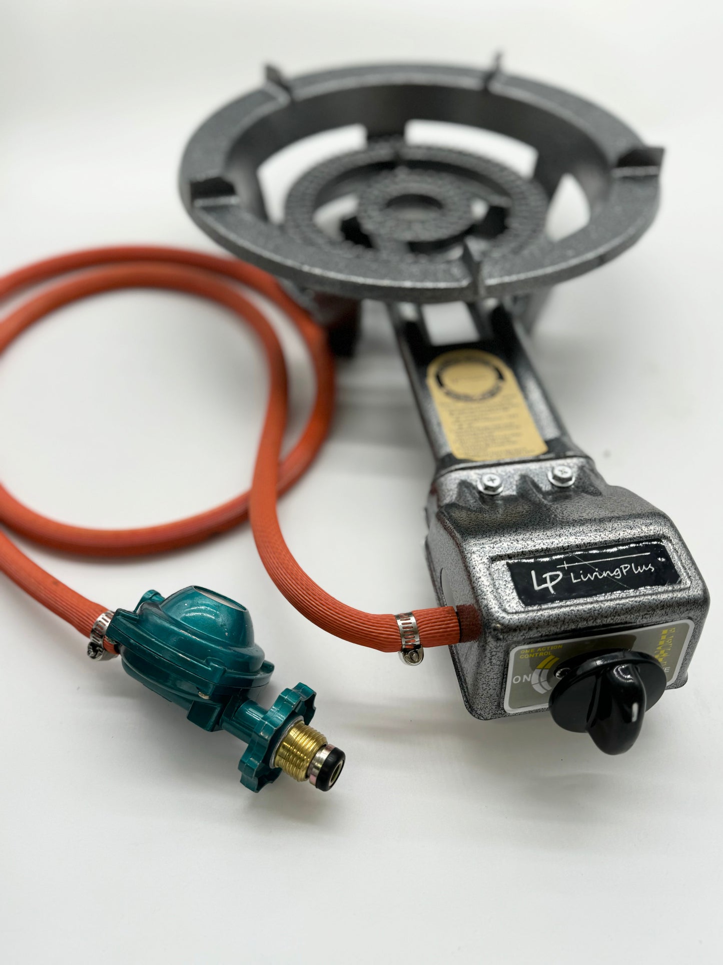 Heavy Duty Cast Iron Propane Single Burner, 28,000 BTU, Auto Ignition, 6 Ft Hose