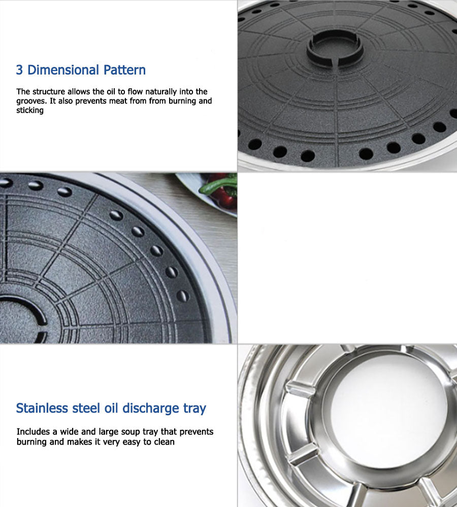 Suntouch Korean BBQ Round Multi Grill Plate, Caldron Shape, Tabletop Grill Pan