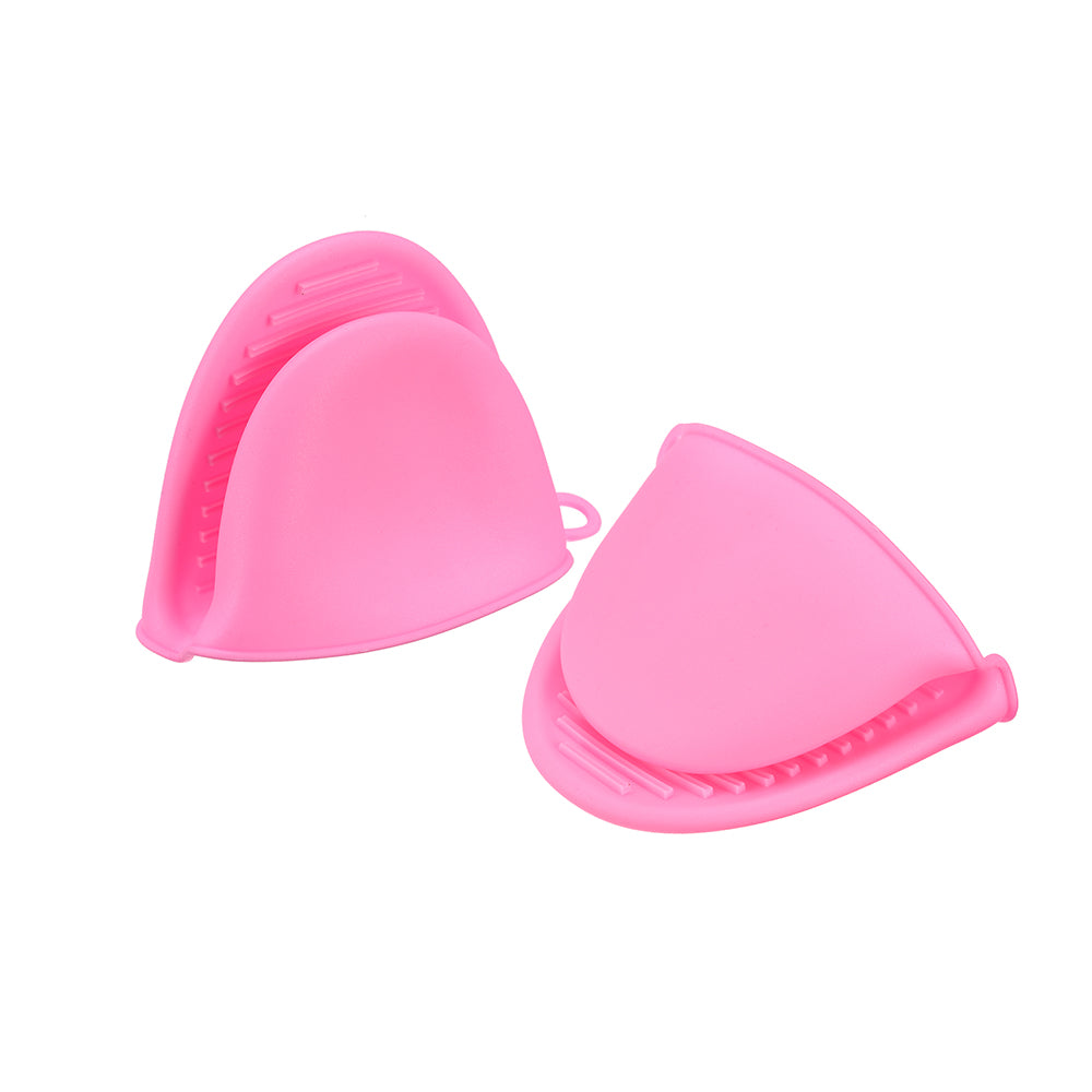 2p Silicone Hot Potholder and Oven Mini Pinch Mitts (Pink)