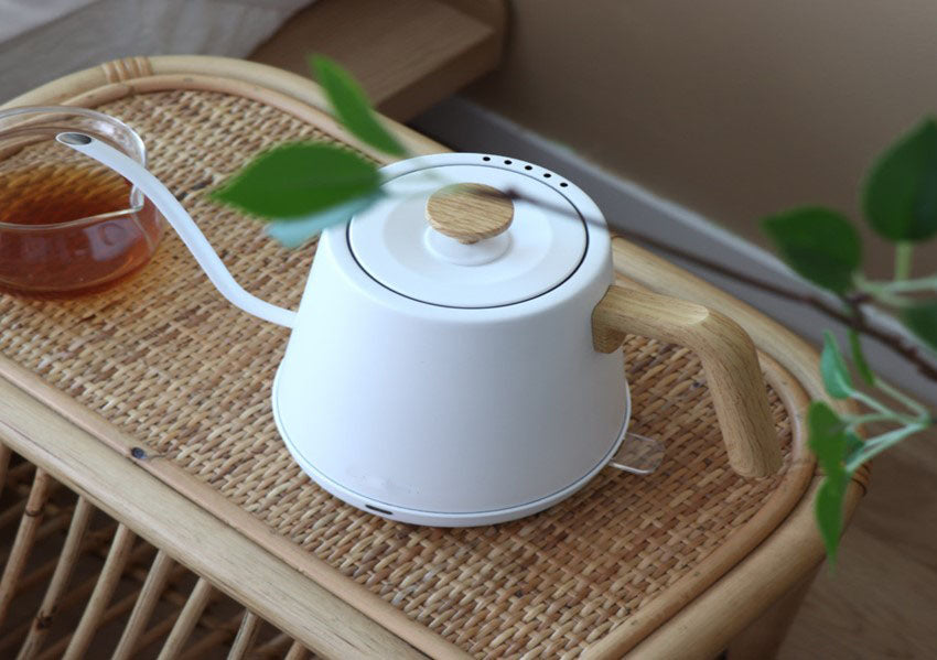 LP Living Plus Electric Gooseneck S/S Kettle, 1200W Quick Heating,One touch, 0.8L, White