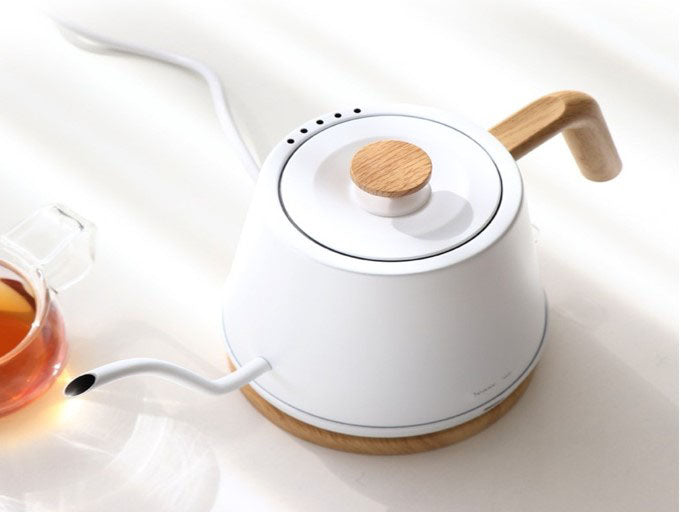 LP Living Plus Electric Gooseneck S/S Kettle, 1200W Quick Heating,One touch, 0.8L, White