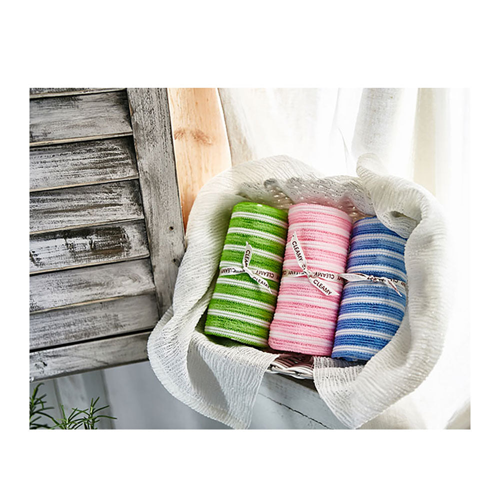 Sungbo Cleamy Korean Exfoliating Daily Shower Towel with Crimped Yarn (Set of 3)