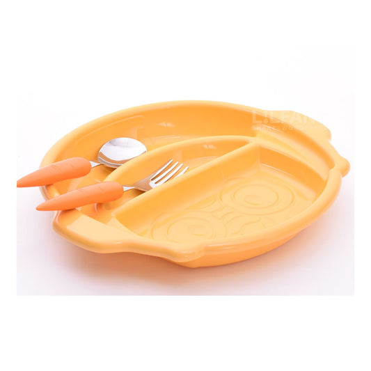 Pororo 3D Corn Face 3 Divider Food Plate, BPA Free, Microwave Safe for Babies