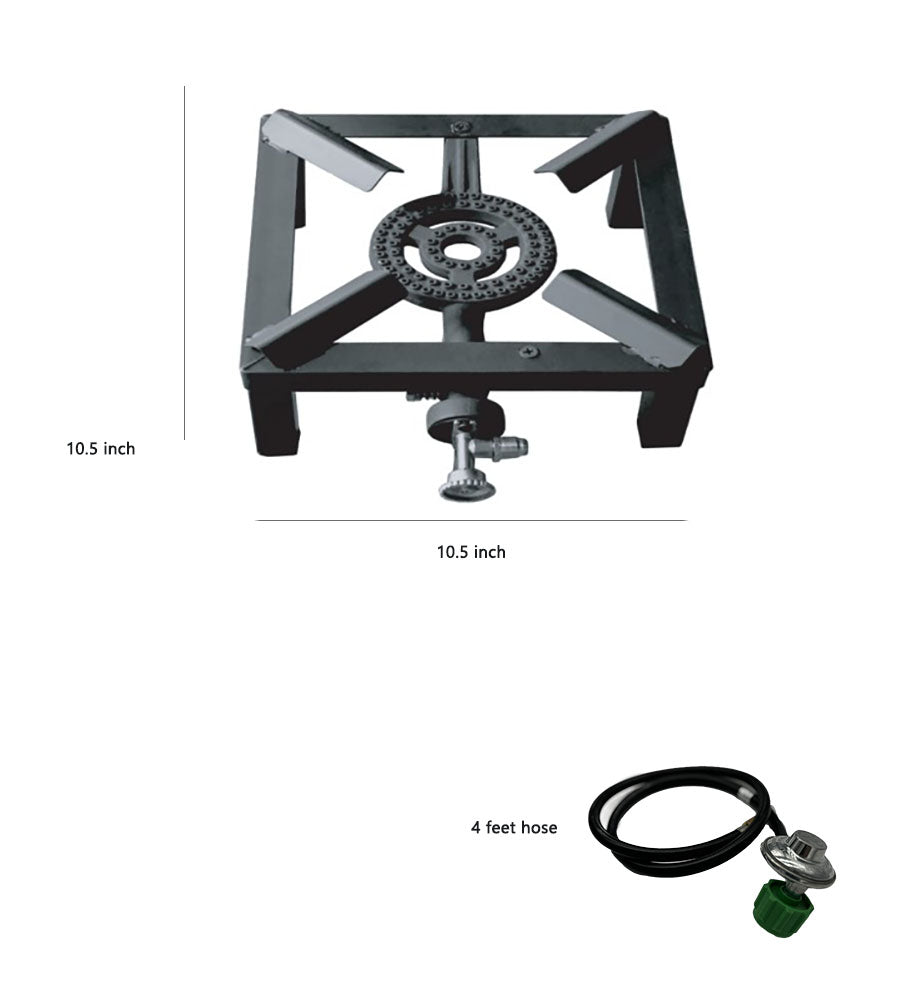 Portable Single Propane Burner Angle Iron, 4Ft Hose, for Outdoor Cooking