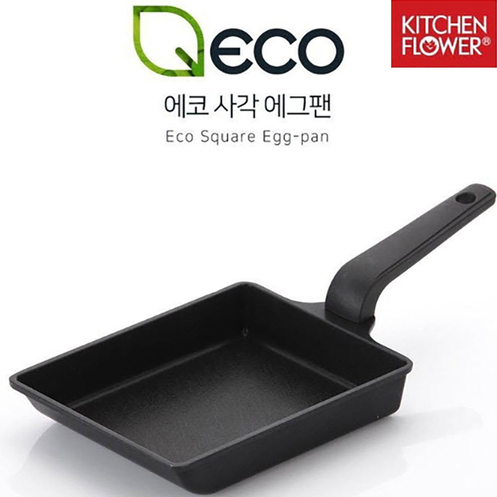 Kitchen Flower Tamagoyaki Japanese Omelette Egg, Non stick Coating, Square Frying Pan (14x20cm)