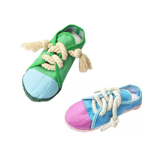 Pet supply,pet toy, shoe, squeaky, dog, cat, rope, shoe, sneaker,green, blue, purple, animal, reduce bad behavior, toy