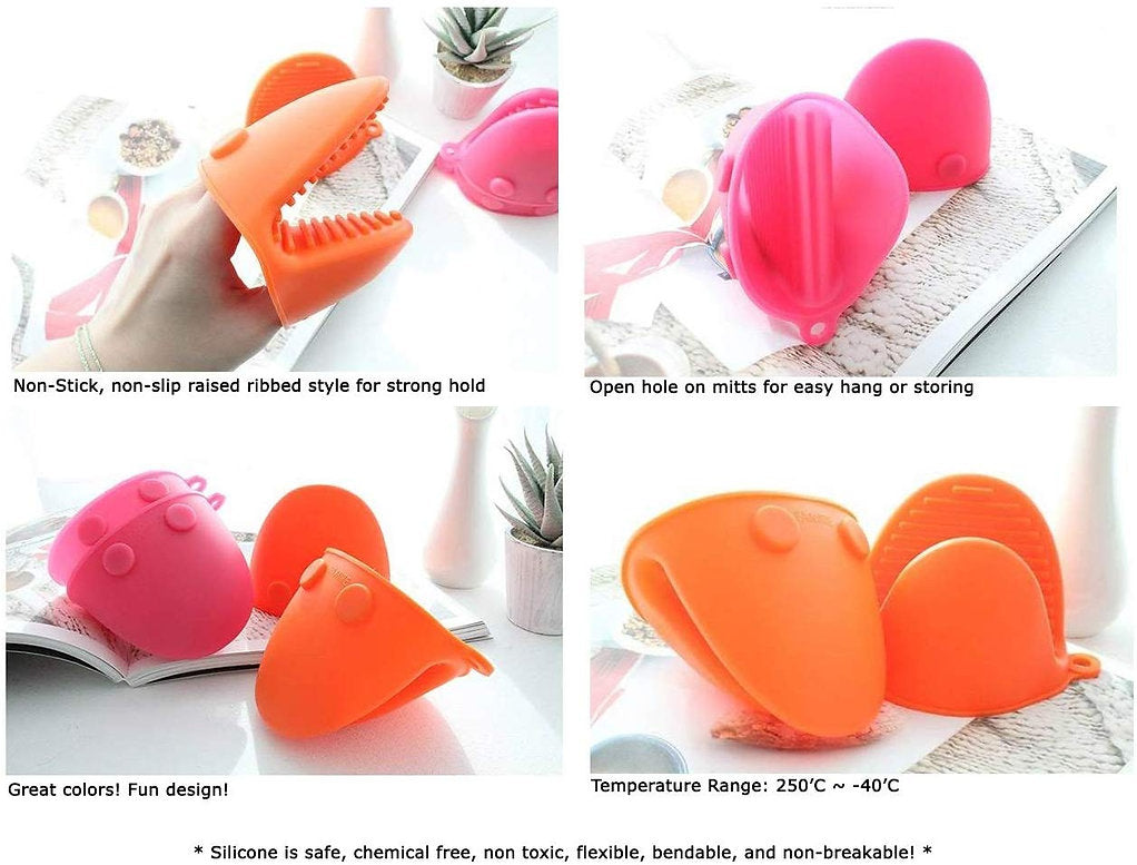 Silicone Oven Mitts | Hot Pot Holder | PerfectKitchenCo, Orange, Hot