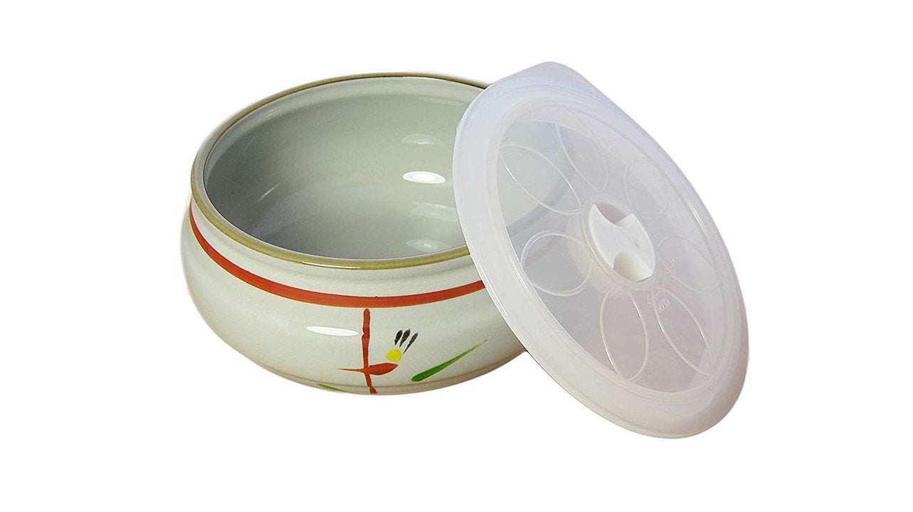 Nobilta Ceramic Bowl and Oven Storage Container (Red Stripe 550ml)