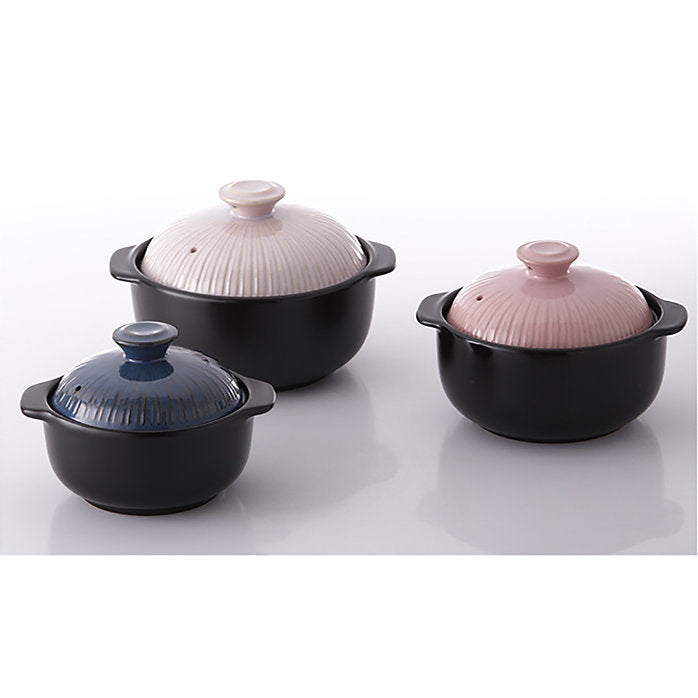 Lucia Natural Glazed Ceramic Porcelain Cookware Hot Pot (Beige Pink 1400ml)