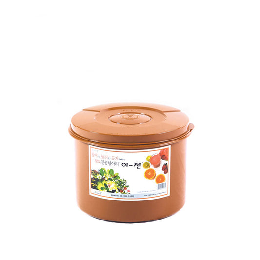 Ejen, E-jen, Kimchi Container, Fermentation Container, Brown, Korean, No smell, Container, Kitchen, Cookware, Perfeckitchenco, Pickled, dishwasher safe, freezer safe, microwave safe, Kimchi, Mud, Brown, Storage, Plastic, 5L, 1.3 gallon, round