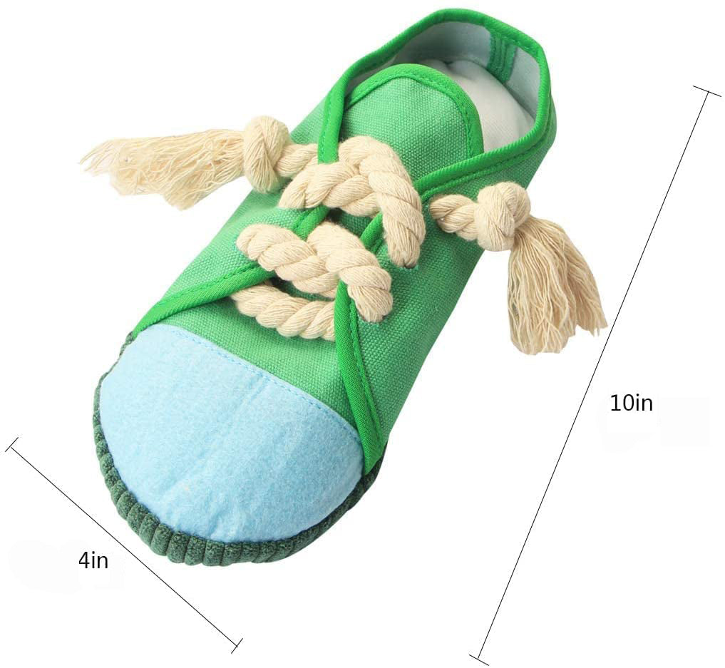 Pet supply,pet toy, shoe, squeaky, dog, cat, rope, shoe, sneaker,green, blue, purple, animal, reduce bad behavior, toy