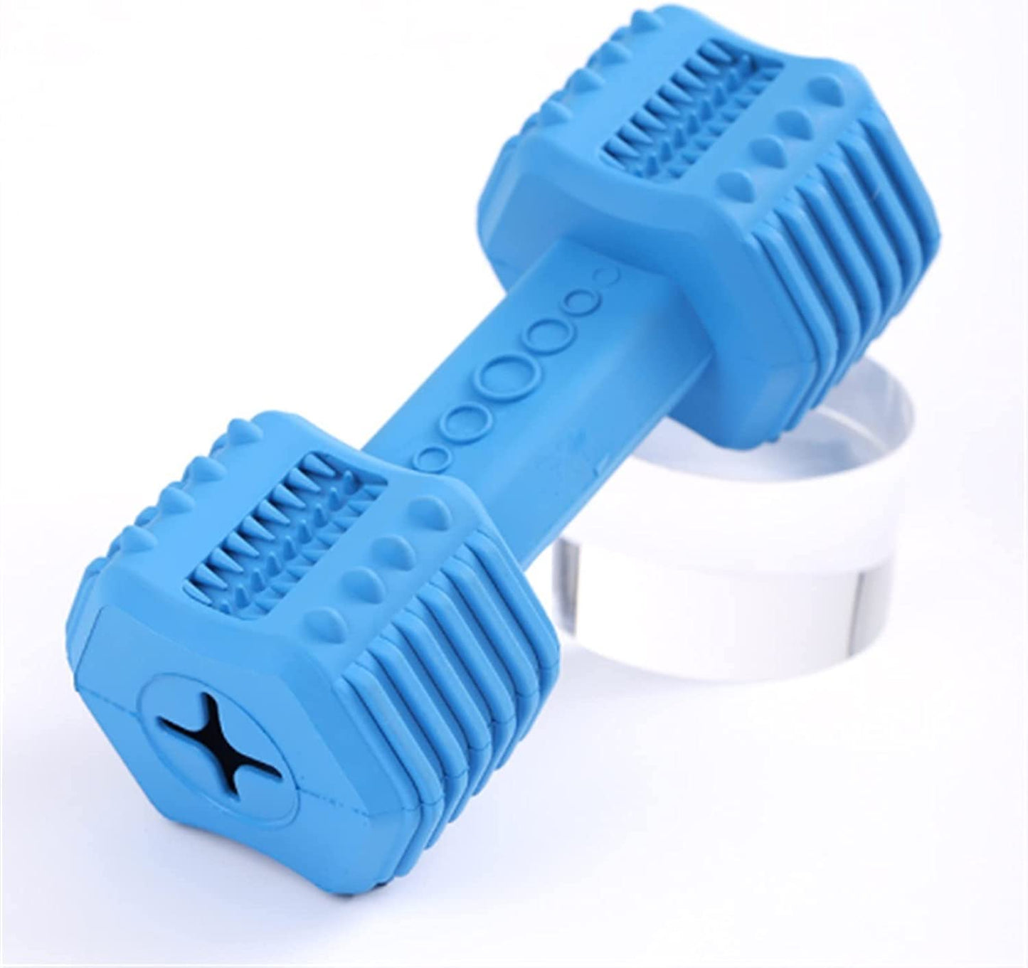 Pawfectpals Indestructible Dumbbell Dog Chew Toys for Aggressive chewers, Interactive Puzzle Treat Toy, Food Dispenser Feeder, Natural Rubber Bite Resistant for Healthy Teeth Dental Cleaning (Blue)