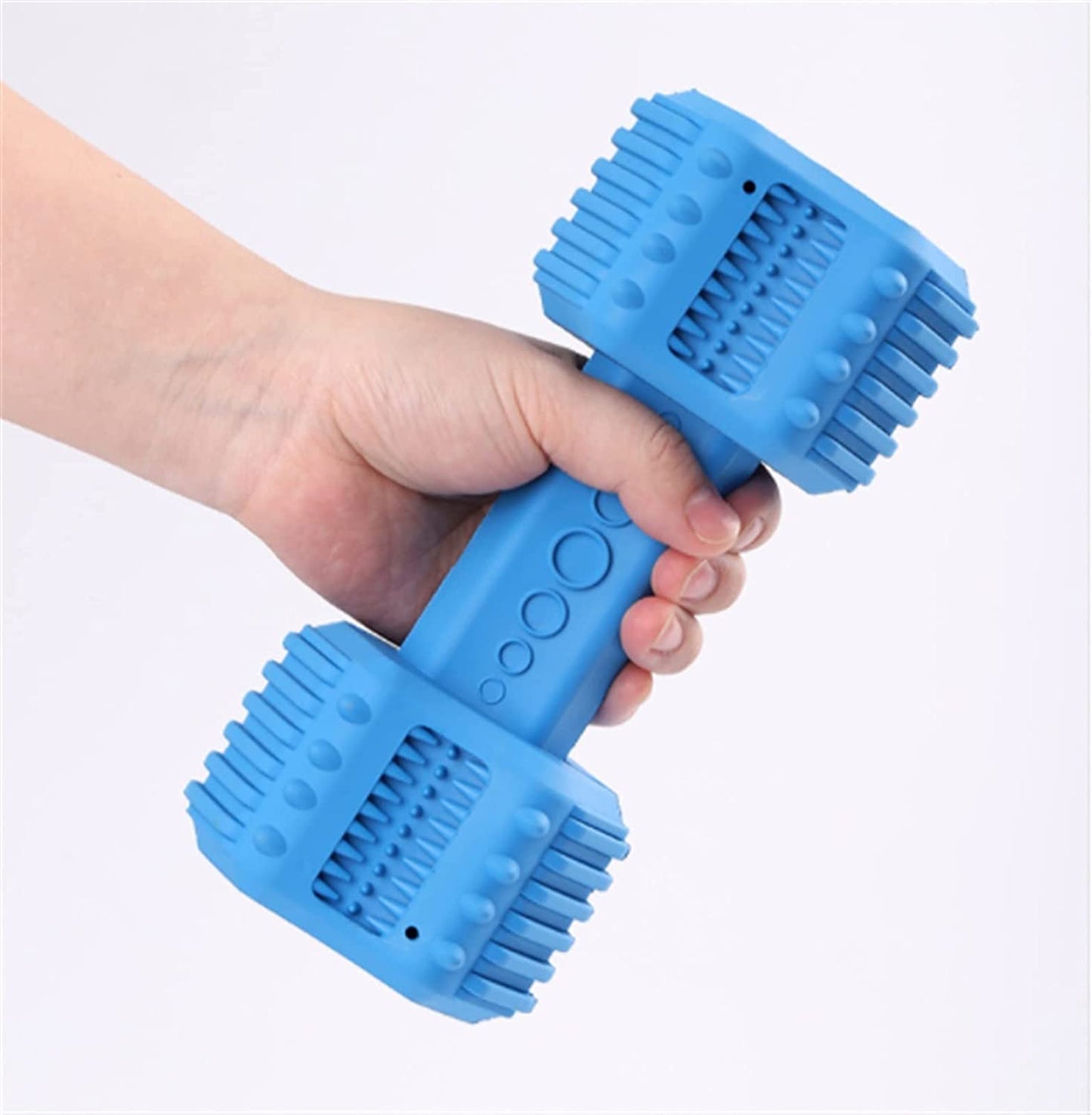Pawfectpals Indestructible Dumbbell Dog Chew Toys for Aggressive chewers, Interactive Puzzle Treat Toy, Food Dispenser Feeder, Natural Rubber Bite Resistant for Healthy Teeth Dental Cleaning (Blue)