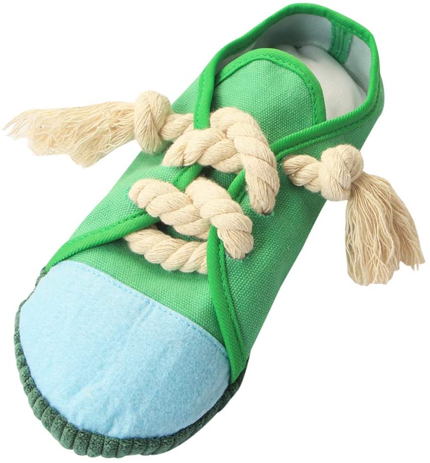 Pet supply,pet toy, shoe, squeaky, dog, cat, rope, shoe, sneaker,green, blue, purple, animal, reduce bad behavior, toy