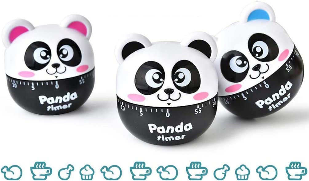 Cartoon Timer Cute Mechanical Timer Alarm for Home and Kitchen, Cooking, Baking, 60 Minutes,2.7inch (Panda)