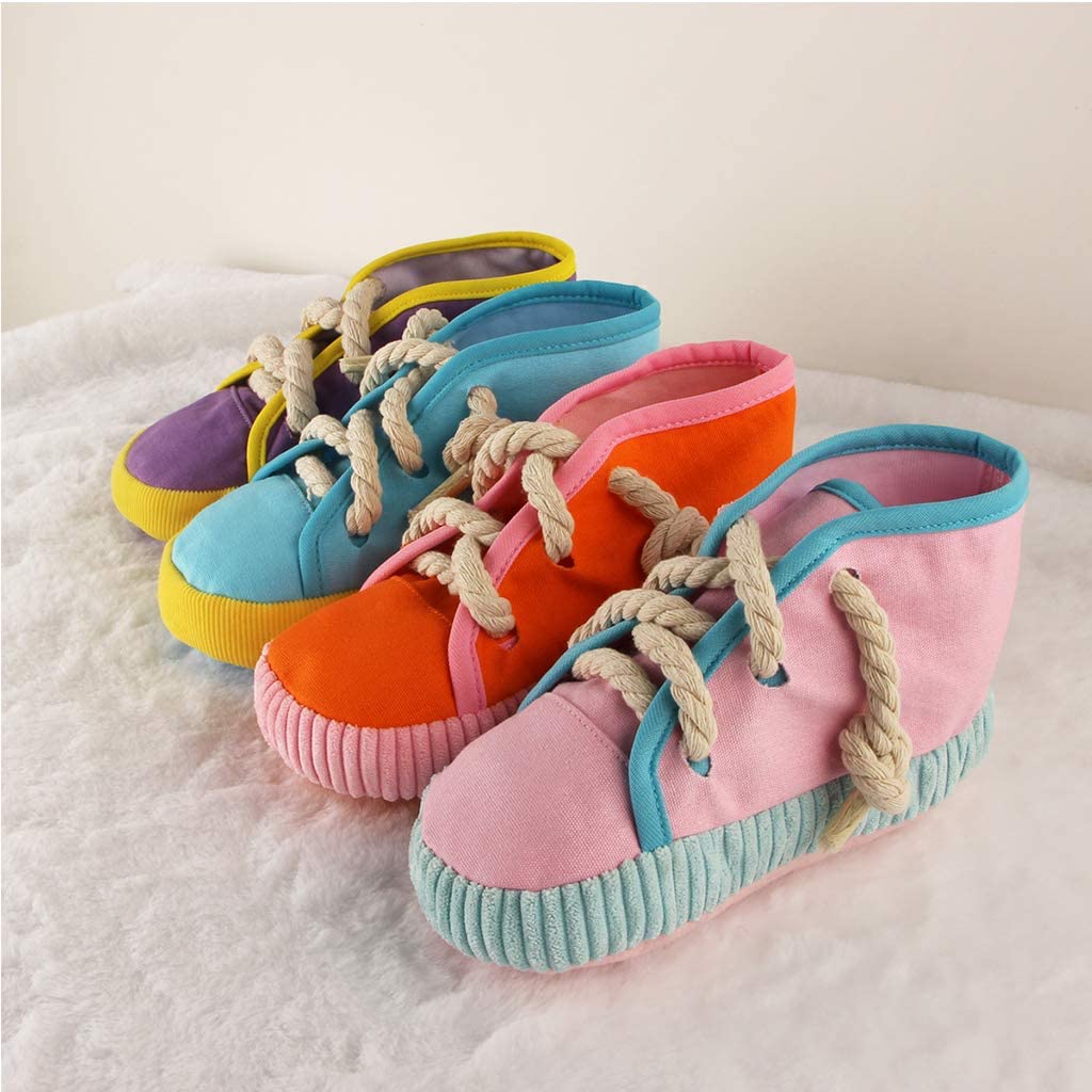 Pet supply,pet toy, high top shoe, squeaky, dog, cat, rope, shoe, sneaker, pink, blue, animal, reduce bad behavior, toy