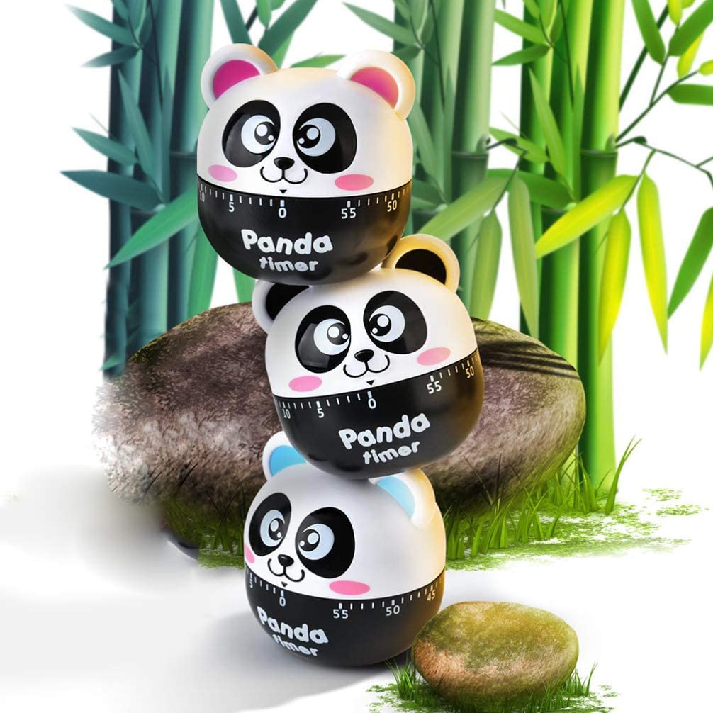 Cartoon Timer Cute Mechanical Timer Alarm for Home and Kitchen, Cooking, Baking, 60 Minutes,2.7inch (Panda)