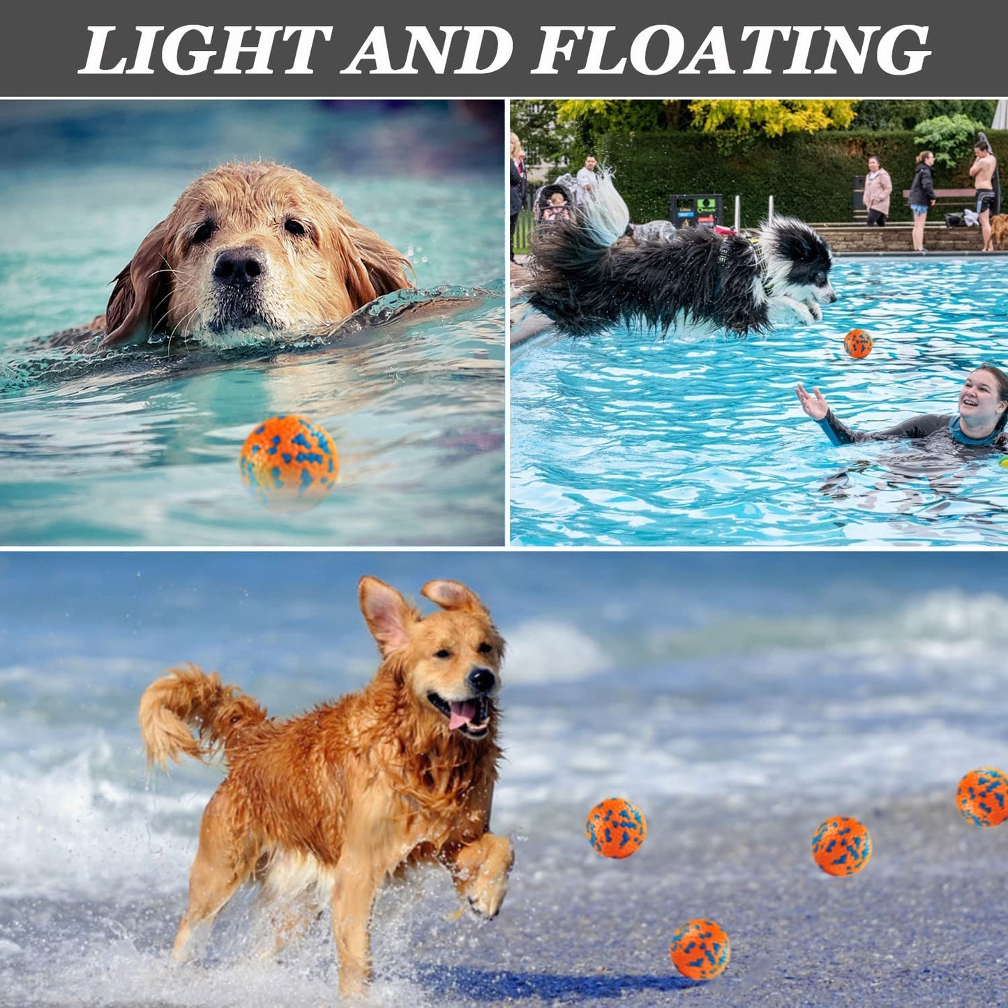 Pawfectpals Tough Bouncy Durable Bloom Ball for Aggressive Chewers, TPR Technology, Floating Rubber Ball, Easy to Clean, High Bounce Rate (Orange and Blue)