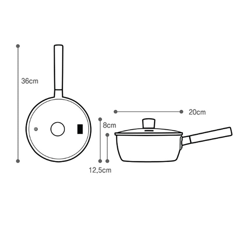 Cookin IH Mood Induction Ceramic Sauce Pot with Wood Handle and Glass Lid 20cm