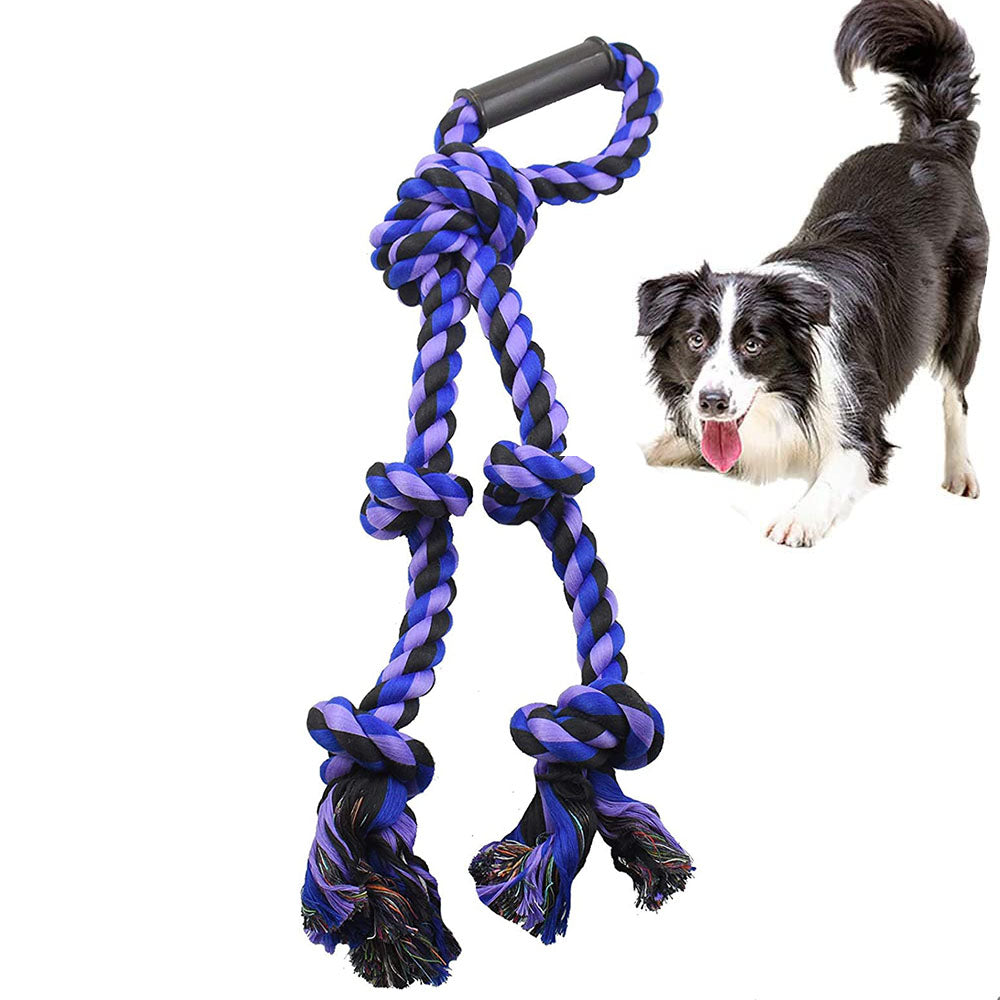 Pawfectpals Tough Twisted Dog Chew Rope Toy Teething and Tug of War for Aggressive Chewers (Handle- Purple)