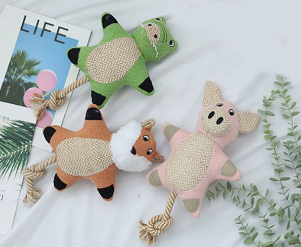 Pawfectpals Squeaky and Durable Dog Chew Toy with Rope Tail (Pig)