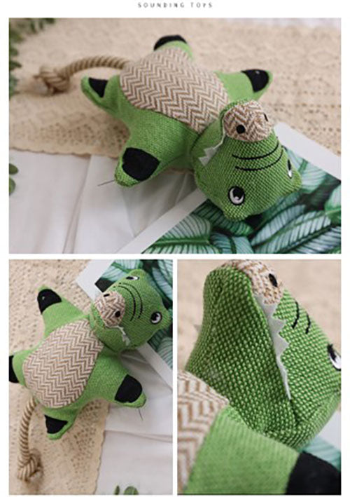 Pawfectpals Squeaky and Durable Dog Chew Toy with Rope Tail (Alligator)