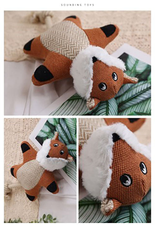 Pawfectpals Squeaky and Durable Dog Chew Toy with Rope Tail (Fox)