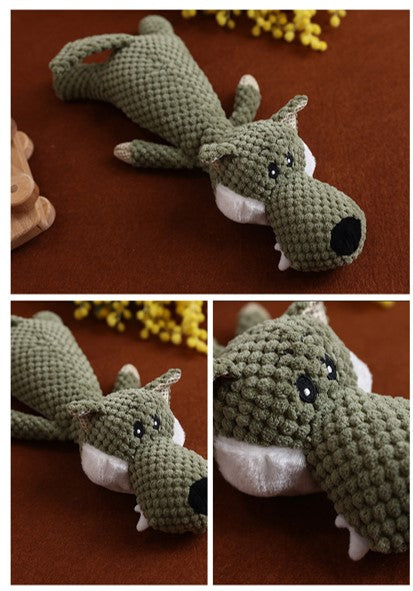 Pawfectpals Interactive Fun and Squeaky Stuffed Plushy Dog Toy (Wolf)
