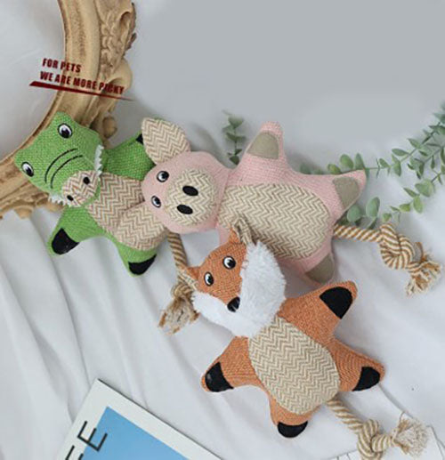 Pawfectpals Squeaky and Durable Dog Chew Toy with Rope Tail (Variety Pack Bundle)