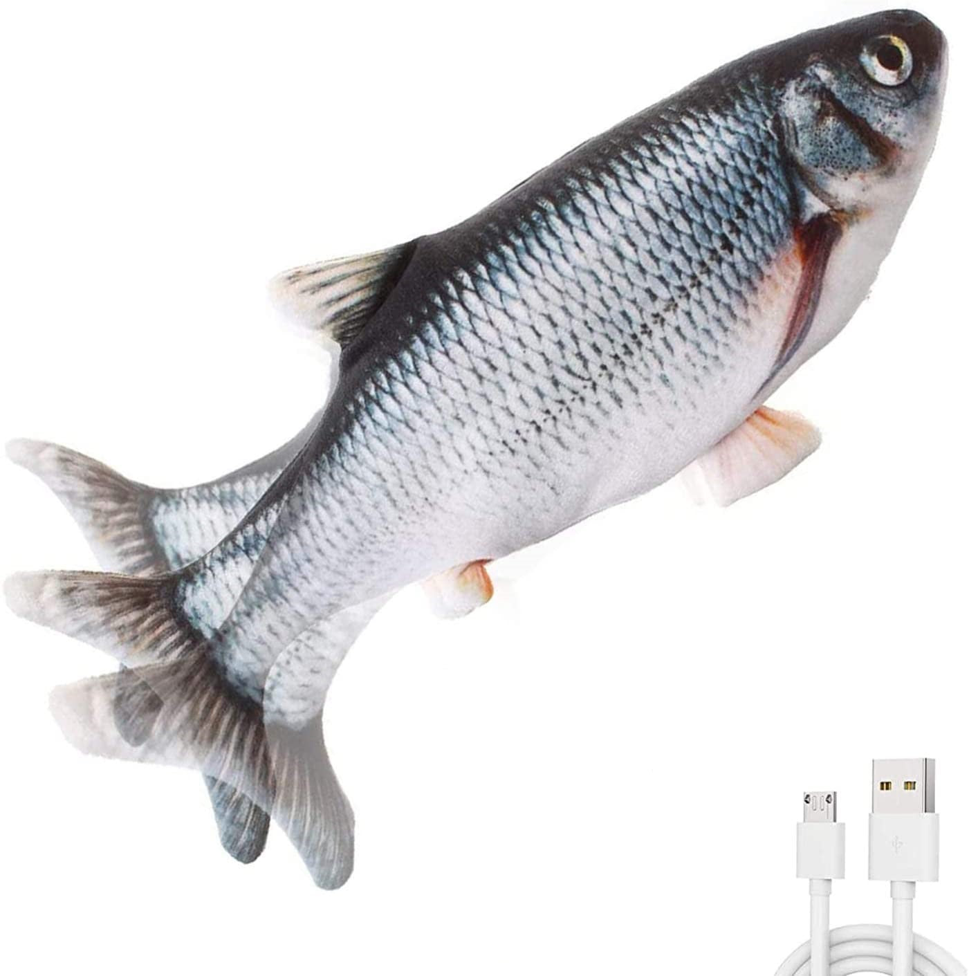 Pet Toy, Pet Supply, Floppy Fish Toy, Silver Fish, Charging, Dog, Cat