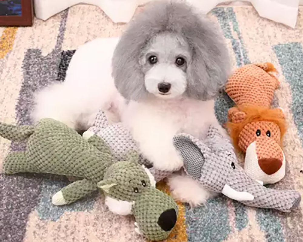 Pawfectpals Interactive Fun and Squeaky Stuffed Plushy Dog Toy (Elephant)