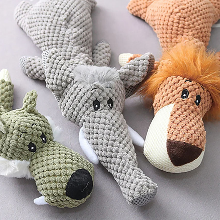 Pawfectpals Interactive Fun and Squeaky Stuffed Plushy Dog Toy (Wolf)
