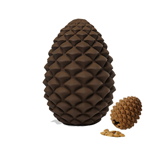 Heavy Duty Pinecone Durable Natural Rubber Dental Teeth Cleaning Dog Feeder Chew Toy for Large and Medium Dogs- Insert Food or Treats Inside!