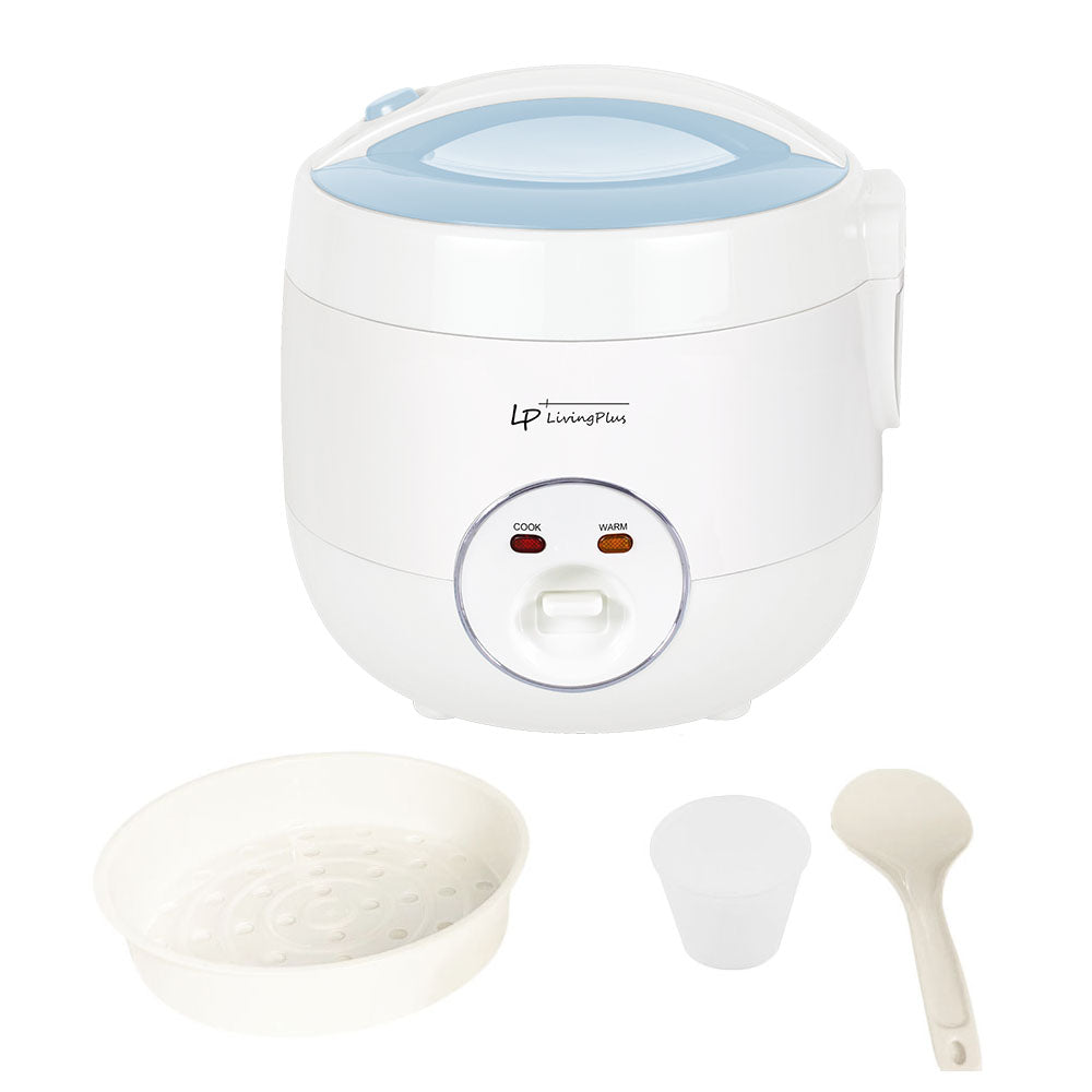 LP LIVING PLUS Electric Rice Cooker, Non stick, One Touch Button, with Steamer Tray, Measuring Cup and Rice Spoon (1.2L)