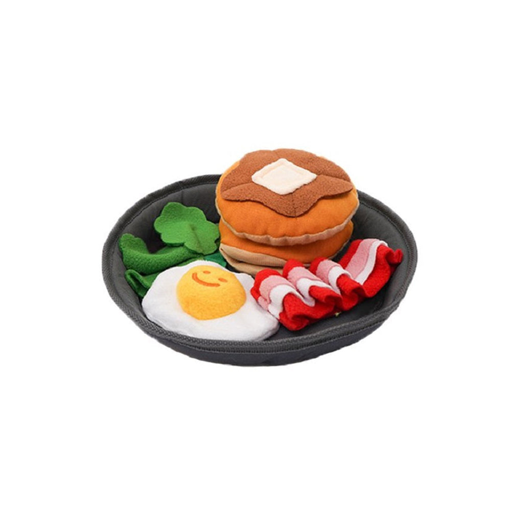 PawfectPals Interactive Squeaky Dog Chew Snuffle Toy Breakfast Platter Eggs  Bacon Pancake