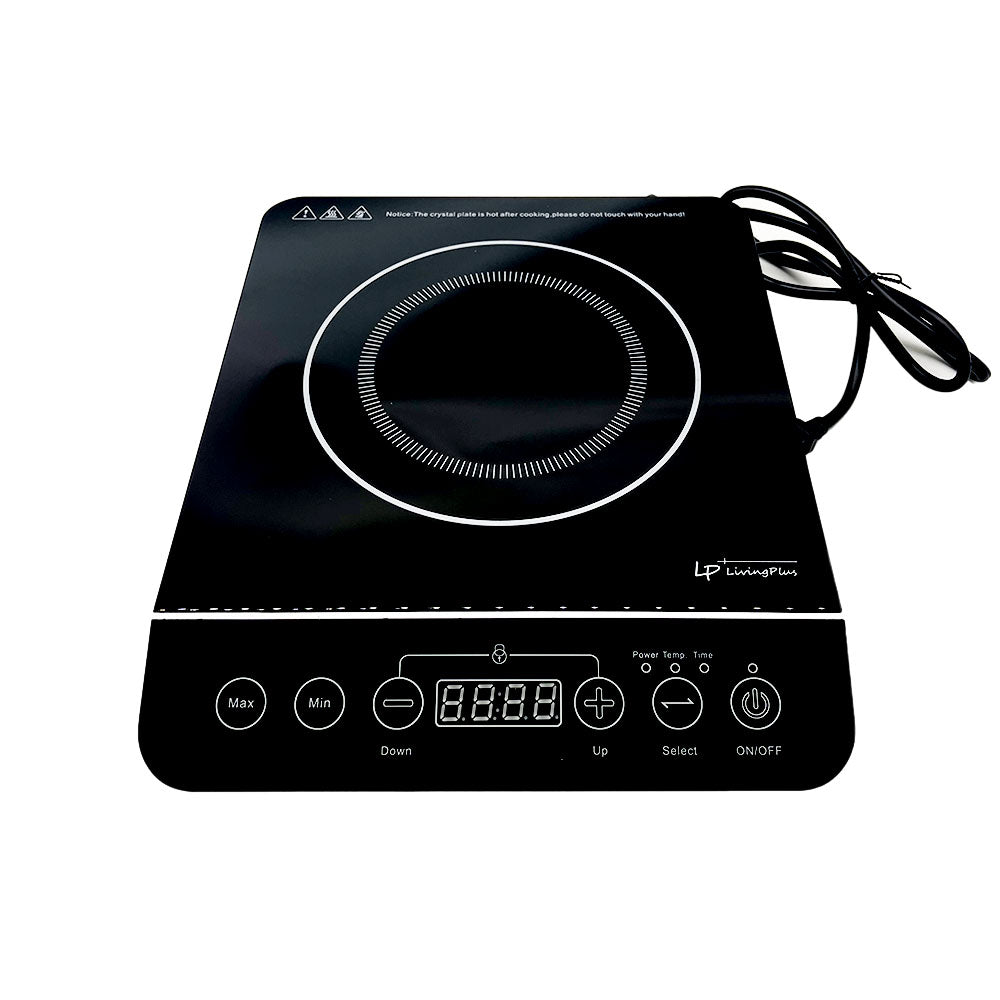 LP LIVING PLUS 1800W Electric Induction Cooktop Countertop Burner, 3 Hour Max Timer Setting, Auto shut off, Child safety lock