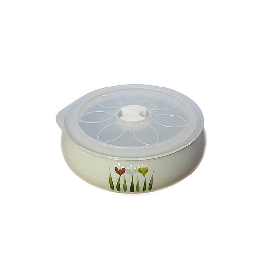 Nobilta Ceramic Bowl and Oven Storage Container (Gray Flower 450ml)