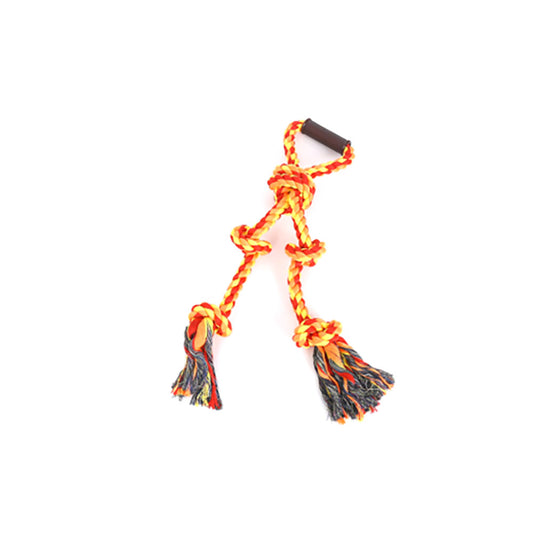 Pawfectpals Tough Twisted Dog Chew Rope Toy Teething and Tug of War for Aggressive Chewers (One Handle-Orange)