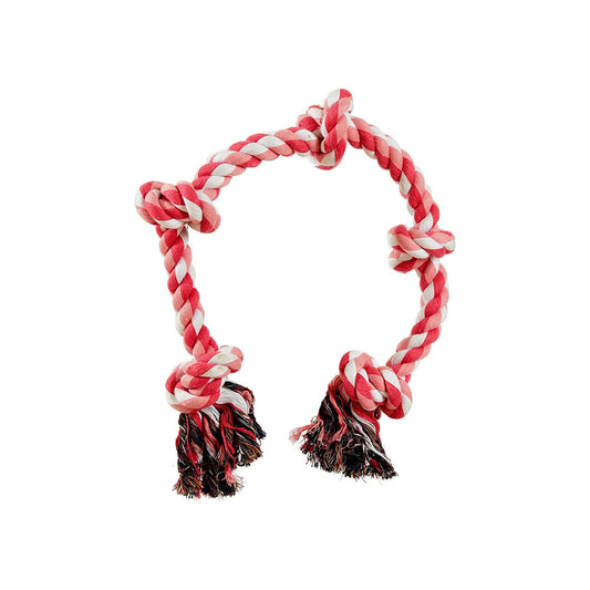 Pawfectpals Tough Twisted Dog Chew Rope Toy Teething and Tug of War for Aggressive Chewers (5 Knots-Pink)